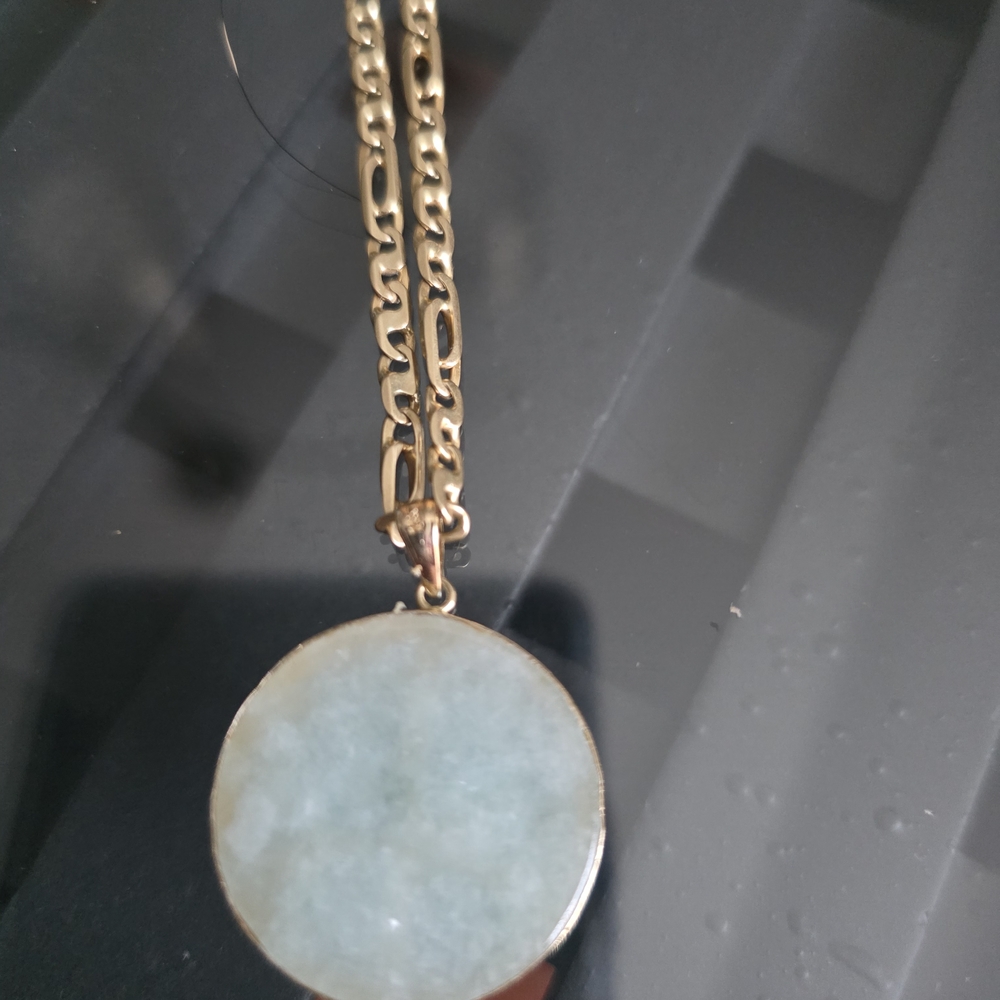 14K Gold/Jade Peace Pendant- Chain Not Included. - Picture 3 of 11